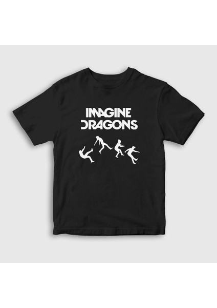 Unisex Çocuk Siyah World Imagine Dragons T-Shirt