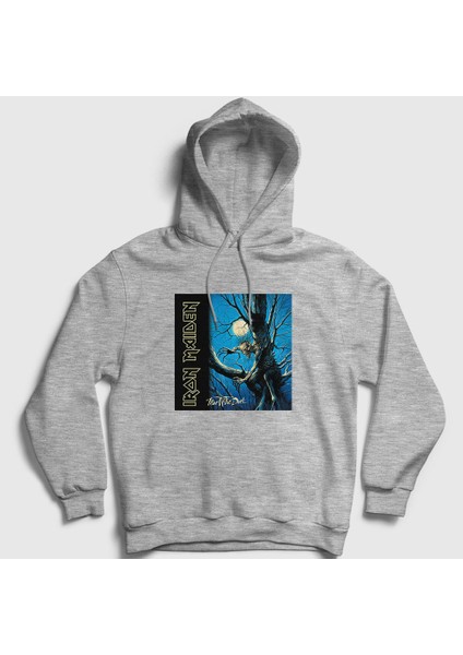 Unisex Gri Fear Of The Dark Iron Maiden Kapüşonlu Sweatshirt