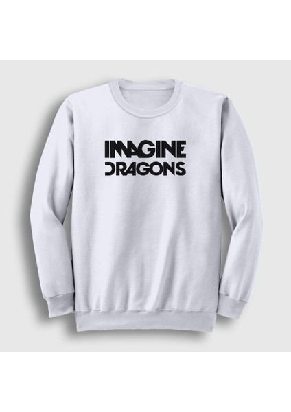 Unisex Beyaz Logo V2 Imagine Dragons Sweatshirt