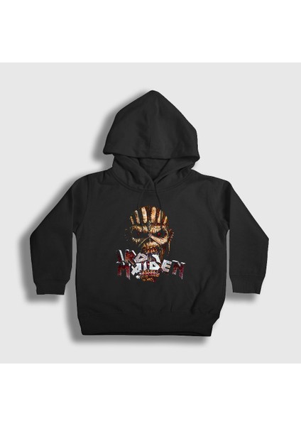Unisex Çocuk Siyah Bite Iron Maiden Kapüşonlu Sweatshirt
