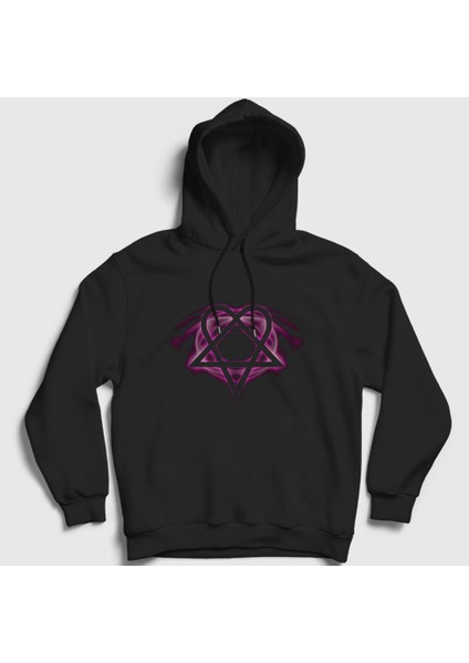 Unisex Siyah Glow Him Kapüşonlu Sweatshirt