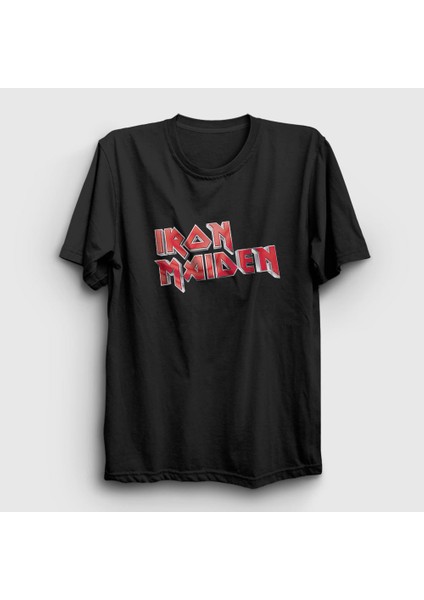 Unisex Siyah Logo V2 Iron Maiden T-Shirt