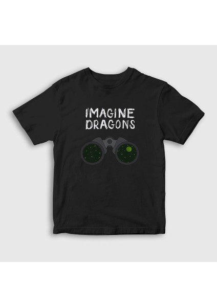 Unisex Çocuk Siyah Night Imagine Dragons T-Shirt