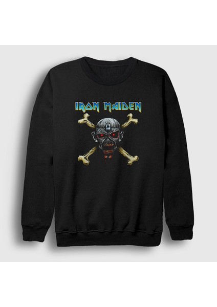 Unisex Siyah Skull Iron Maiden Sweatshirt
