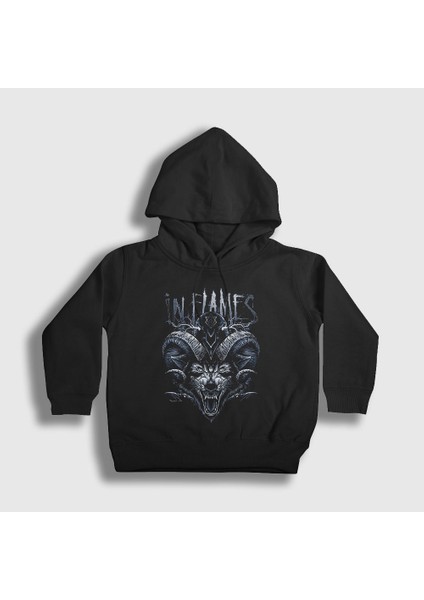 Unisex Çocuk Siyah Wild In Flames Kapüşonlu Sweatshirt