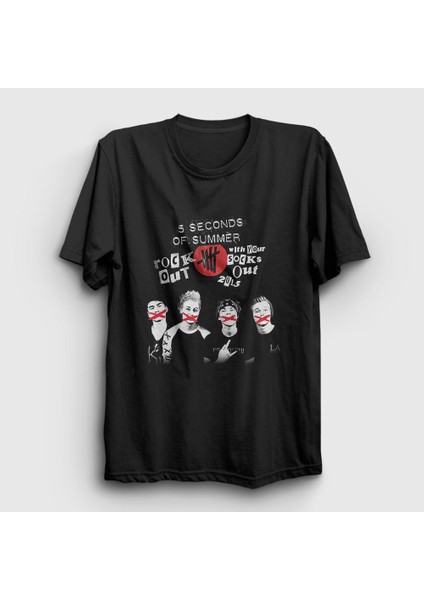 Unisex Siyah XXXX 5 Seconds Of Summer T-Shirt