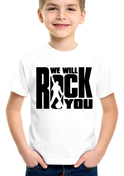 Just Rock You Beyaz Kısa Kollu Kız Erkek Uniseks Çocuk Tişört