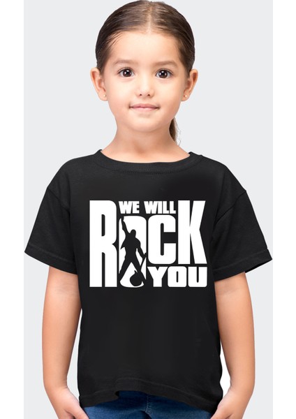 Just Rock You Siyah Kısa Kollu Kız Erkek Uniseks Çocuk Tişört