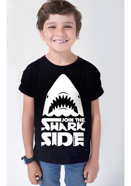 Köpekbalığı Savaşları Siyah Kısa Kollu Kız Erkek Uniseks Çocuk T-Shirt