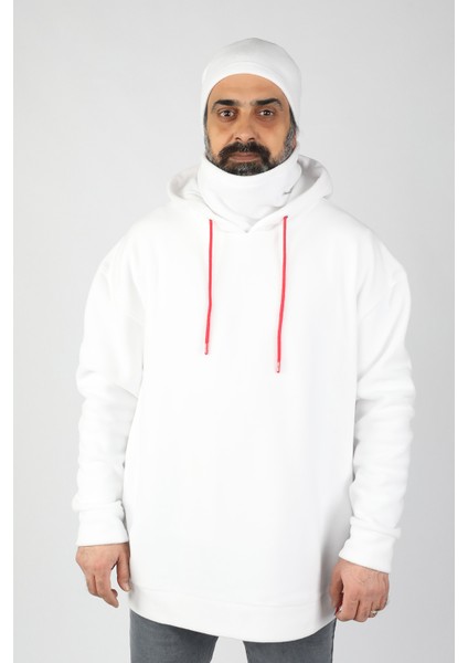 Unisex Kapüşonlu Polar Beyaz fiyatları