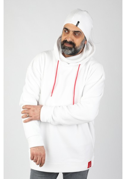 Unisex Kapüşonlu Polar Beyaz modelleri