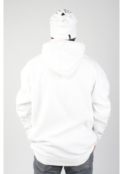Unisex Kapüşonlu Polar Beyaz fırsatları