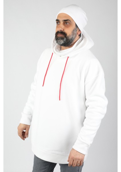 Unisex Kapüşonlu Polar Beyaz indirimleri