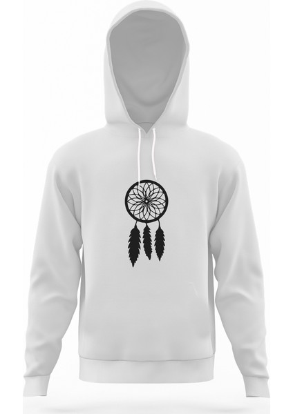 Silhouette Dreamcatcher Beyaz Erkek Kapüşonlu Sweatshirt Uzun Kol