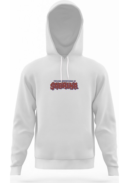 Chilling Adventures Of Sabrina Yazi 2 Beyaz Erkek Kapüşonlu Sweatshirt Uzun Kol