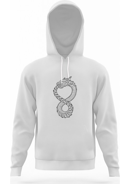 Altered Carbon Ejderha Black Beyaz Erkek Kapüşonlu Sweatshirt Uzun Kol