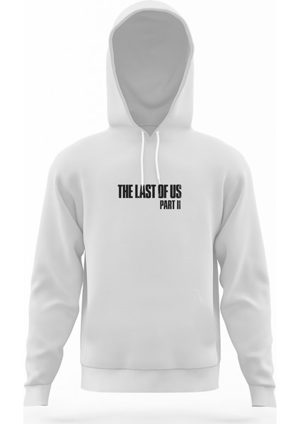 The Last Of Us Part 2 Logo Beyaz Erkek Kapüşonlu Sweatshirt Uzun Kol