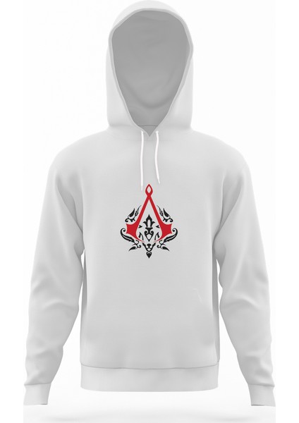 Assassin's Creed 2 Beyaz Erkek Kapüşonlu Sweatshirt Uzun Kol