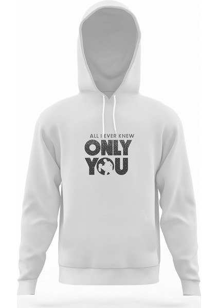 Lucifer Only You Lucifer & Chloe Beyaz Erkek Kapüşonlu Sweatshirt Uzun Kol