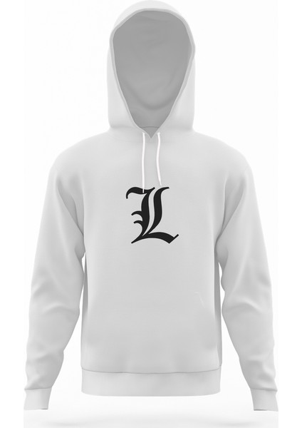 L Deadnote Beyaz Erkek Kapüşonlu Sweatshirt Uzun Kol