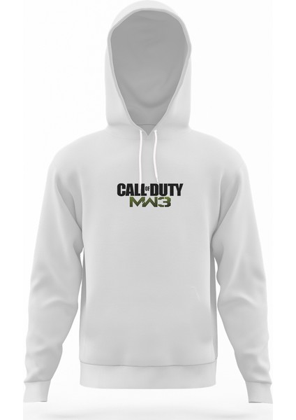 Call Of Dutf Mw3 Beyaz Erkek Kapüşonlu Sweatshirt Uzun Kol