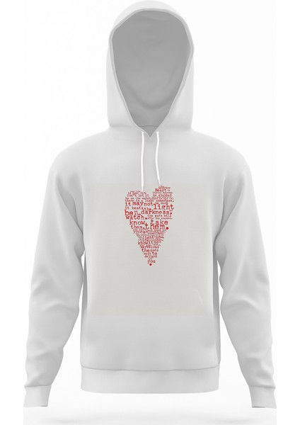 Charles Bukowski Heart Your Life Is Beyaz Erkek Kapüşonlu Sweatshirt Uzun Kol
