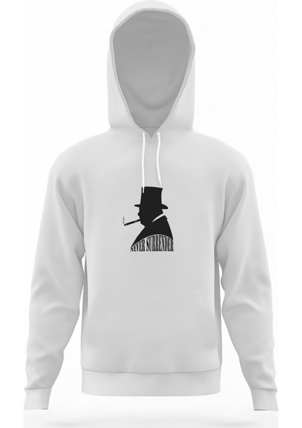 Silhouette Winston Churchill Beyaz Erkek Kapüşonlu Sweatshirt Uzun Kol