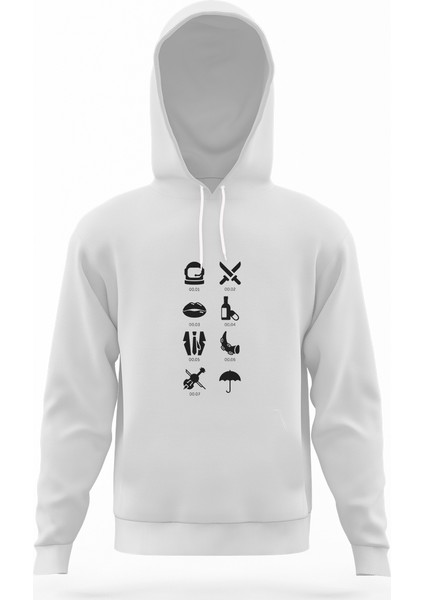 The Umbrella Academy Kids Icon Beyaz Erkek Kapüşonlu Sweatshirt Uzun Kol