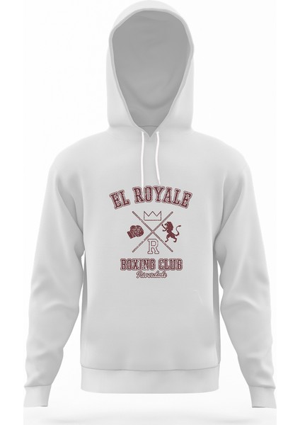 Riverdale El Royale Boxing Eskitme Beyaz Erkek Kapüşonlu Sweatshirt Uzun Kol