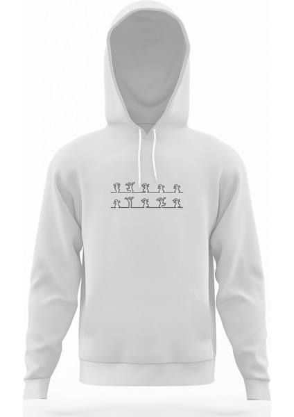 La Linea Trt Cizgi Adam Dance Beyaz Erkek Kapüşonlu Sweatshirt Uzun Kol