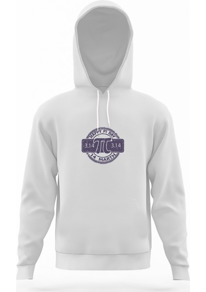 14 Mart Dünya Pi Günü Dj Beyaz Erkek Kapüşonlu Sweatshirt Uzun Kol