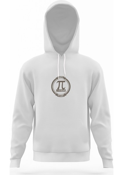 14 Mart Dünya Pi Günü Dj Beyaz Erkek Kapüşonlu Sweatshirt Uzun Kol