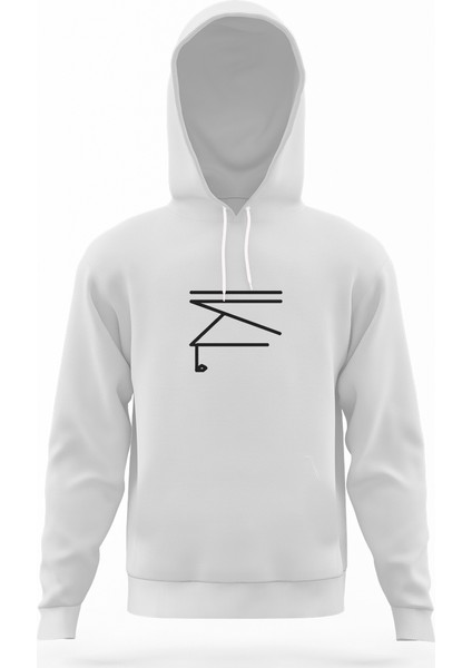Türk Boyları Alkaevli Beyaz Erkek Kapüşonlu Sweatshirt Uzun Kol