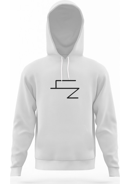 Türk Boyları Bugduz Beyaz Erkek Kapüşonlu Sweatshirt Uzun Kol