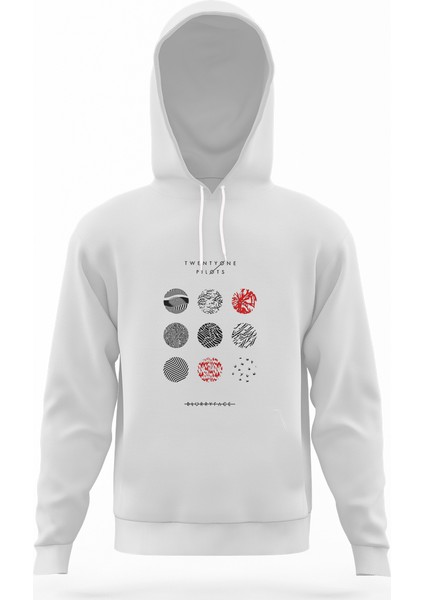 Twenty One Pilots Blurryface Beyaz Erkek Kapüşonlu Sweatshirt Uzun Kol