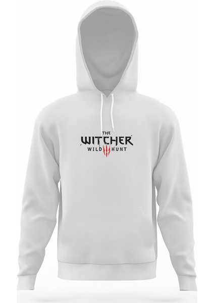 Witcher Geralt Of Rivia Beyaz Erkek Kapüşonlu Sweatshirt Uzun Kol