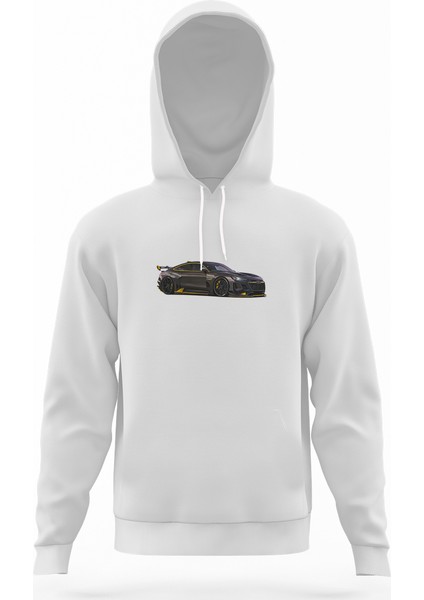 Audi Redz Beyaz Erkek Kapüşonlu Sweatshirt Uzun Kol