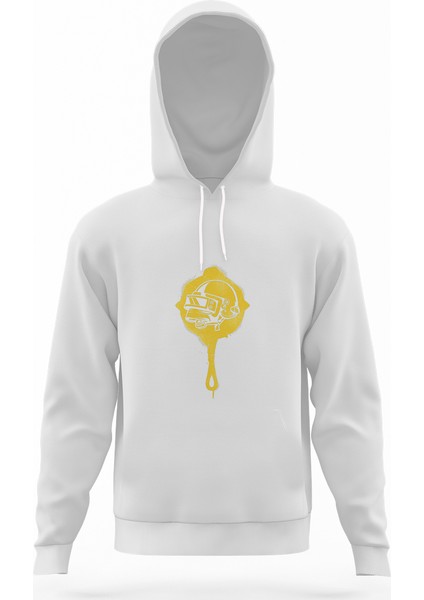 Pubg Kurukafa Tava Beyaz Erkek Kapüşonlu Sweatshirt Uzun Kol