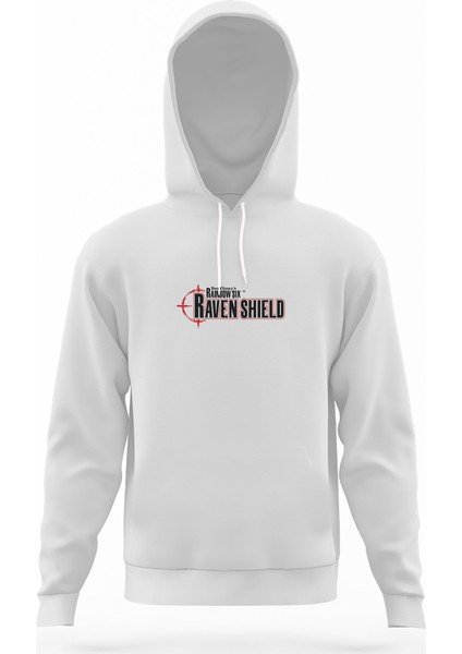 Tom Clancys Rainbow Six Raven Shield Beyaz Erkek Kapüşonlu Sweatshirt Uzun Kol
