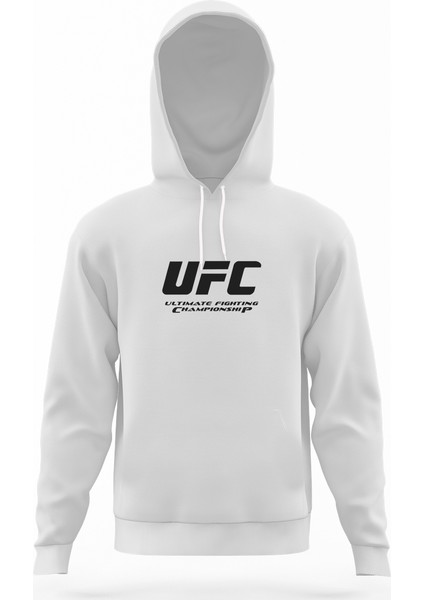 Ultimate Fighting Championship Beyaz Erkek Kapüşonlu Sweatshirt Uzun Kol