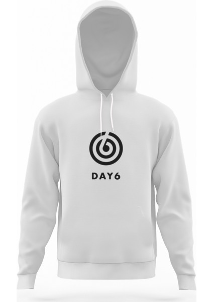 Day 6 Beyaz Erkek Kapüşonlu Sweatshirt Uzun Kol