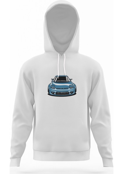 Mazda Rx7 FD3S Beyaz Erkek Kapüşonlu Sweatshirt Uzun Kol
