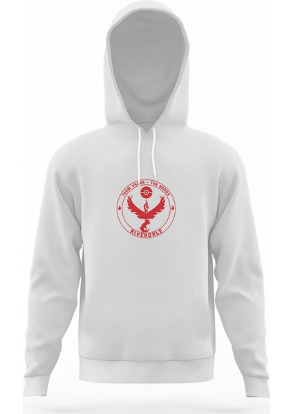 Riverdale Team Volar Pokemon Go Beyaz Erkek Kapüşonlu Sweatshirt Uzun Kol
