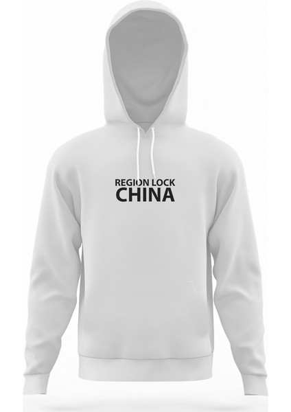 Region Lock China Beyaz Erkek Kapüşonlu Sweatshirt Uzun Kol