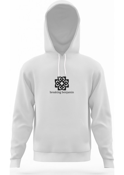 Benjamin Beyaz Erkek Kapüşonlu Sweatshirt Uzun Kol