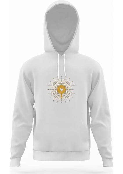 Pubg Tava Tavuk Beyaz Erkek Kapüşonlu Sweatshirt Uzun Kol