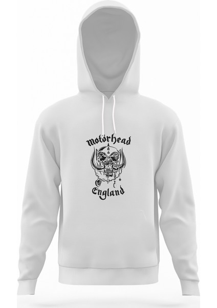 Motörhead England Beyaz Erkek Kapüşonlu Sweatshirt Uzun Kol
