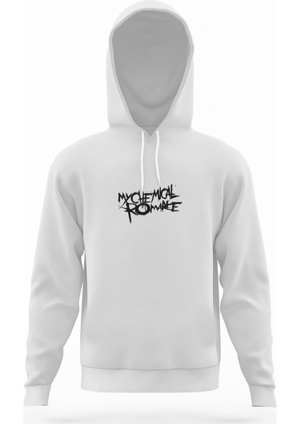 My Chemical Romance Logo Beyaz Erkek Kapüşonlu Sweatshirt Uzun Kol