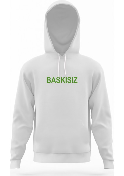 Baskısız Baskı Beyaz Erkek Kapüşonlu Sweatshirt Uzun Kol