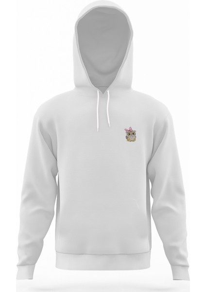 Baykuş Karikatür Çizimi Illüstrasyon Sevimli Baykuş Pembe Fiyonklu Bebek Beyaz Erkek Kapüşon